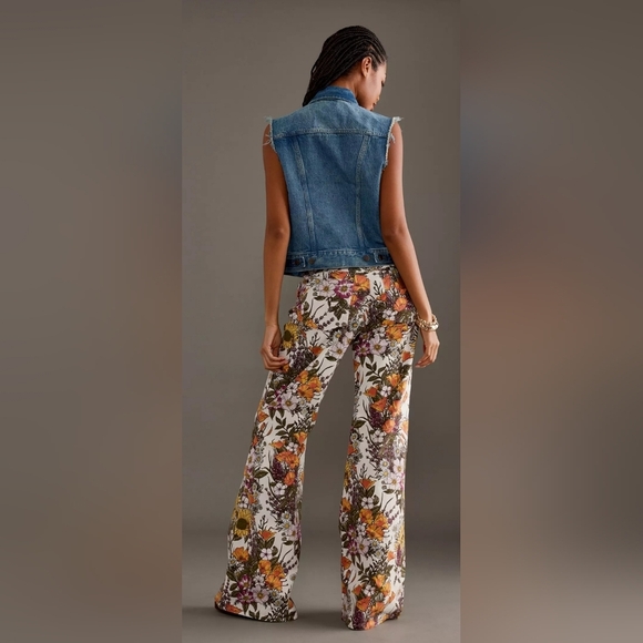 NWT Free People X Wrangler Wanderer Floral Flare Jeans - Picture 4 of 9